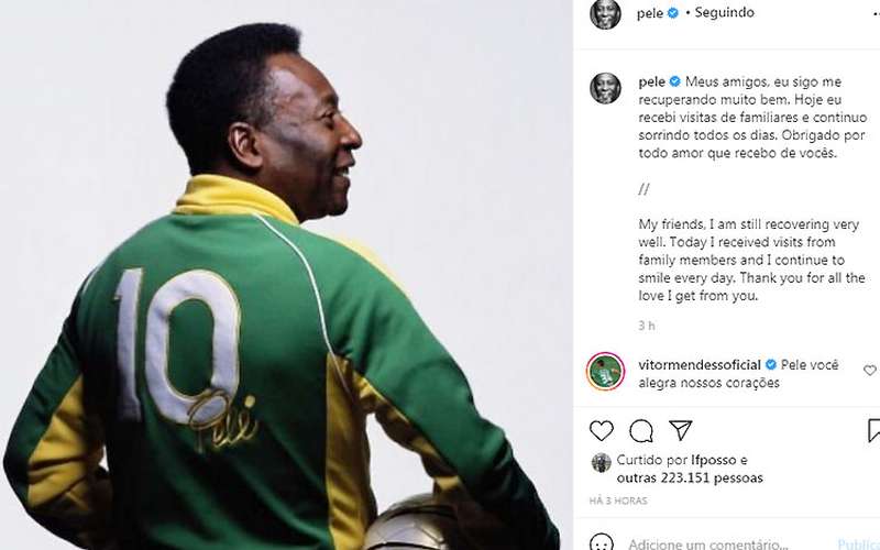 Após boletim, Pelé faz postagem nas redes sociais: ‘Sorrindo todos os dias’