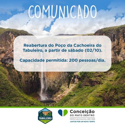 Conceição do Mato Dentro: Cachoeira do Tabuleiro é reaberta para o público