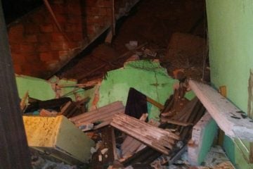 Mulher é socorrida em estado grave após desabamento em Fabriciano