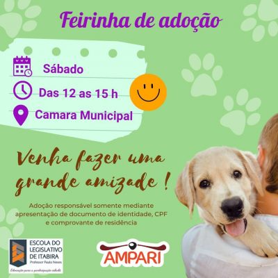 Itabira: Ampari e Escola do Legislativo realizam feira de adoção neste sábado