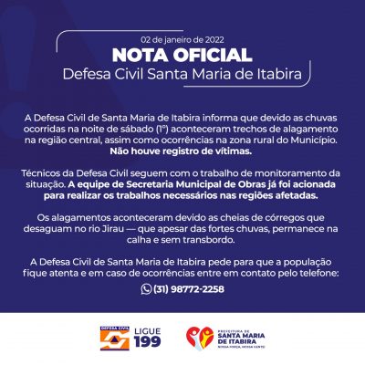Cheia em córregos provoca alagamentos em Santa Maria de Itabira