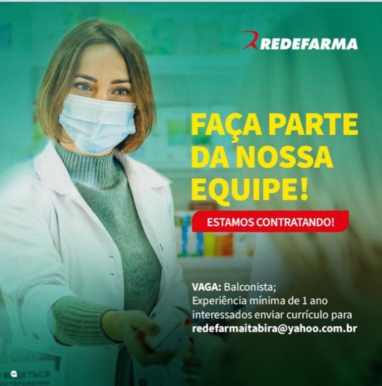 Procurando emprego? Rede Farma oferece vaga em Itabira