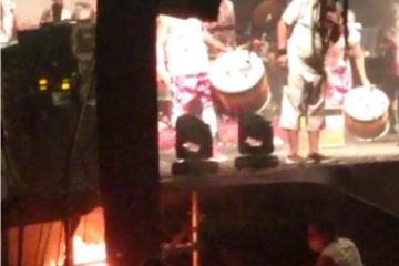 Incêndio durante show do Olodum assusta público