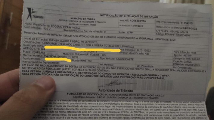 multa viseira