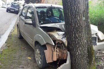 Motorista cochila e bate contra árvore em Itabira