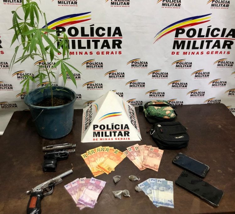 Suspeitos são presos com arma e droga em Santa Bárbara