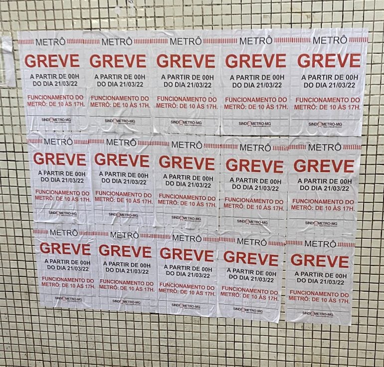 Greve em BH: metrô não funciona em horários de pico nesta segunda-feira