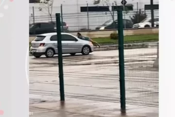 Mulher flagra traição e se pendura no capô de carro; veja o vídeo