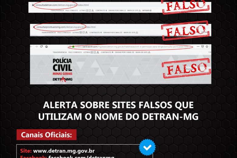 PCMG alerta sobre sites falsos utilizando o nome do Detran-MG
