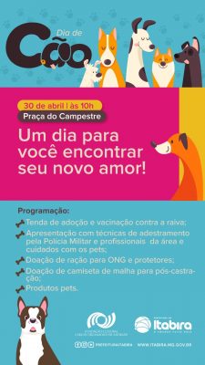 Itabira: sábado é dia de feira de adoção e atividades voltadas à saúde animal