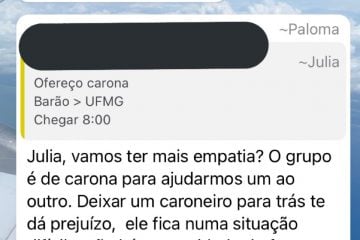 Discussão em grupo de caronas da UFMG repercute em rede social