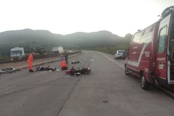 Casal fica ferido em acidente na BR-381, em Bom Jesus do Amparo