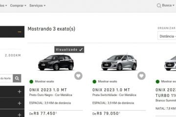 Plataforma da GM mostra em site carros disponíveis em lojas físicas