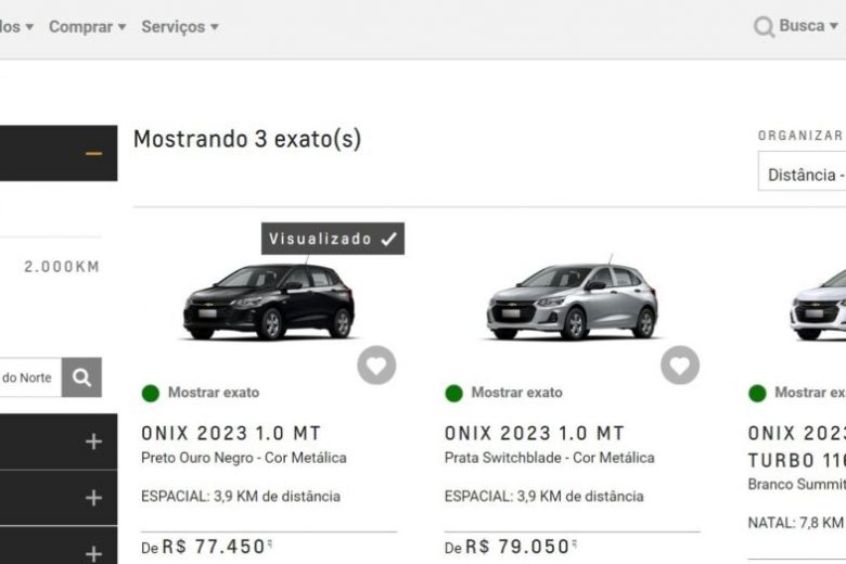 Plataforma da GM mostra em site carros disponíveis em lojas físicas
