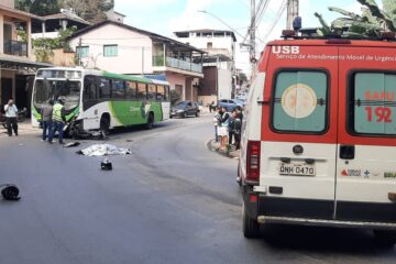 Acidente entre ônibus coletivo e motocicleta deixa uma pessoa morta em Itabira