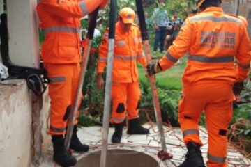 Vídeo: bombeiros resgatam idosa que caiu de cisterna em Santana do Paraíso