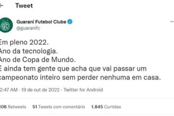 Com meme, Guarani provoca Cruzeiro após vitória no Mineirão: ‘Pleno 2022’