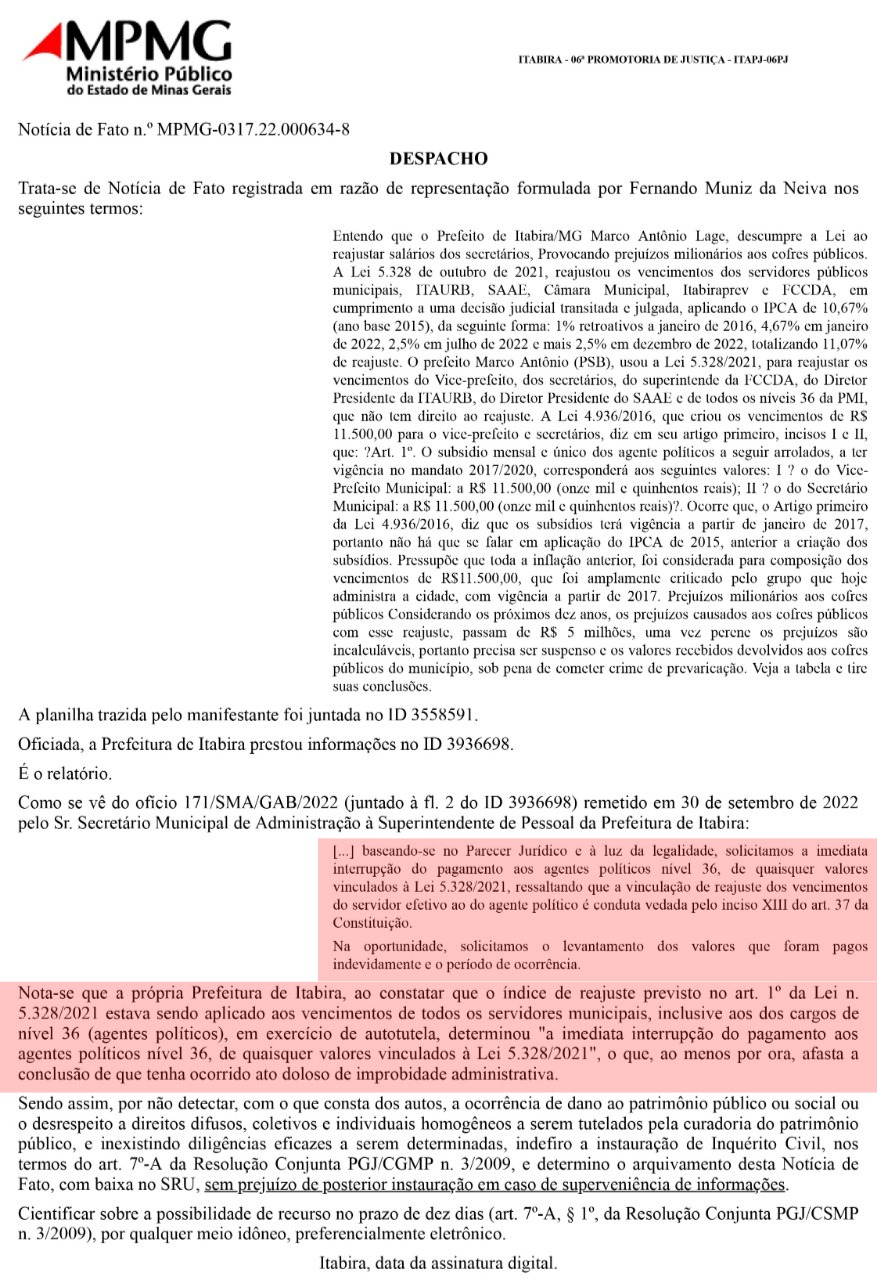 Ofício da Secretaria de Administração reconhece pagamentos indevidos; Prefeitura afirma que não precisa devolver valores