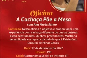 Natal que Brilha: oficina de Harmonização de Cachaça tem inscrições abertas