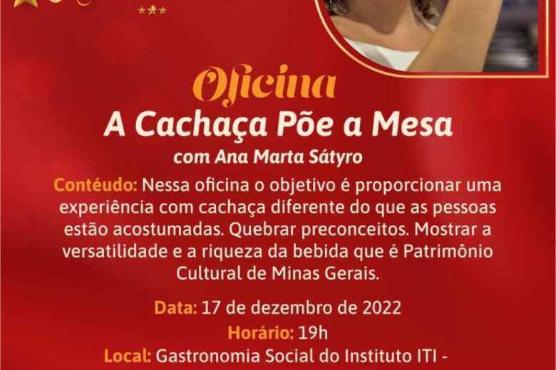 Natal que Brilha: oficina de Harmonização de Cachaça tem inscrições abertas
