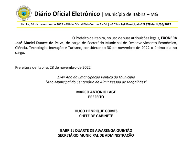 José Maciel de Paiva é exonerado e não responde mais pela Secretaria de Desenvolvimento Econômico
