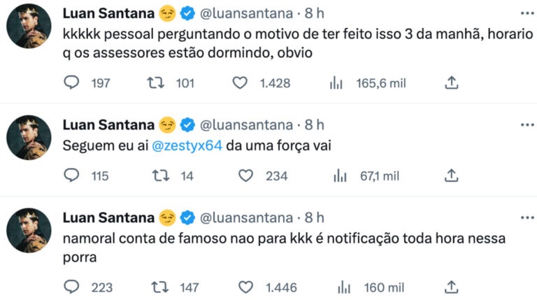 Luan Santana é hackeado e seu perfil no Twitter publica fotos de Kid Bengala