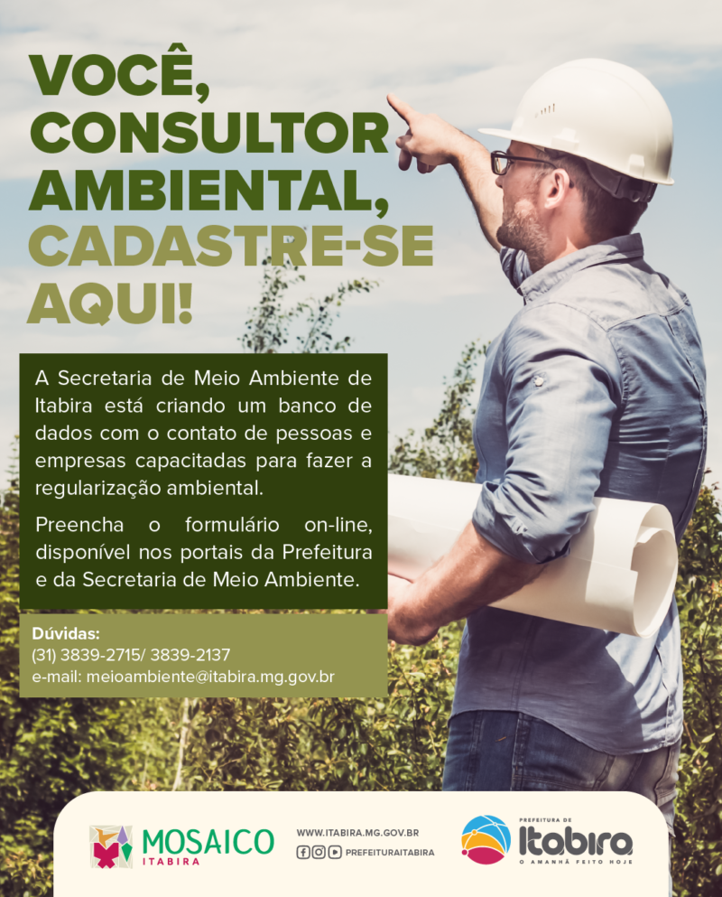 Itabira: Secretaria de Meio Ambiente tem cadastro para consultores ambientais