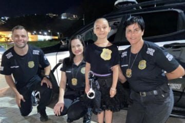 Polícia Civil faz surpresa de aniversário para menina que sonha ser policial