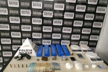 PM prende suspeitos de tráfico de drogas e apreende arma de fogo e munição em Monlevade