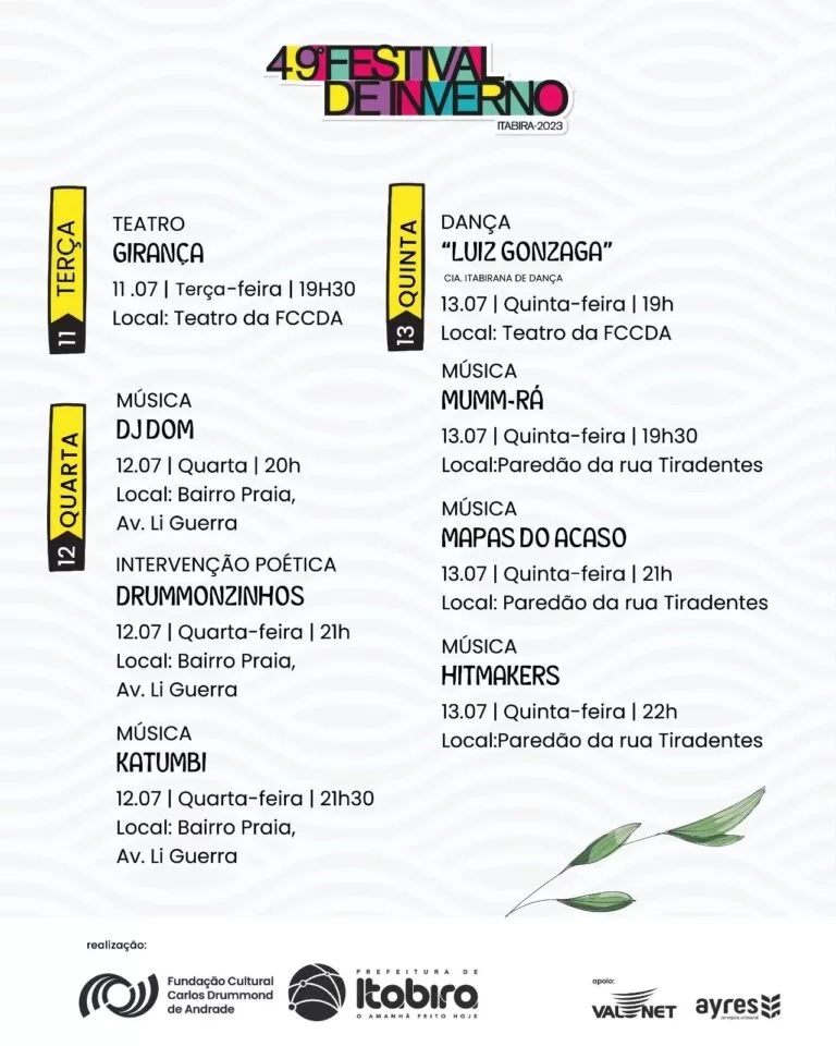 49º Festival de Inverno de Itabira chega à sua última semana; confira a programação