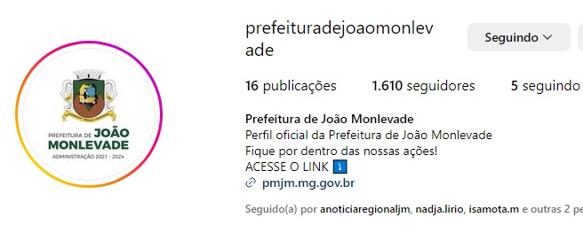 Prefeitura de João Monlevade divulga novo perfil no Instagram
