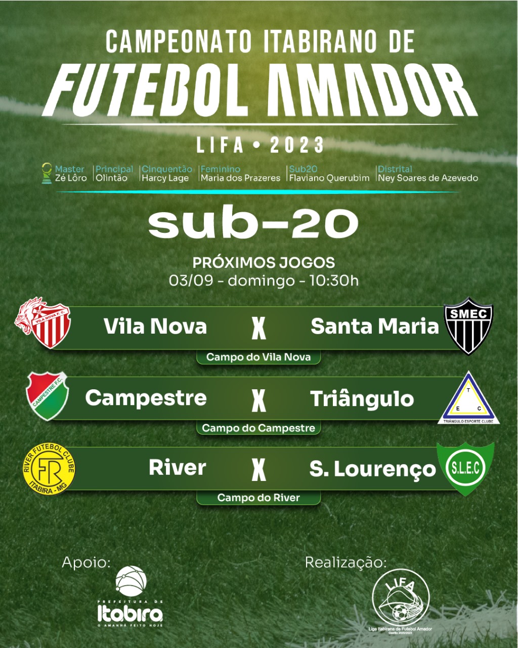 Campeonato Itabirano de Futebol Amador: categorias Máster e Sub-20 começam neste final de semana