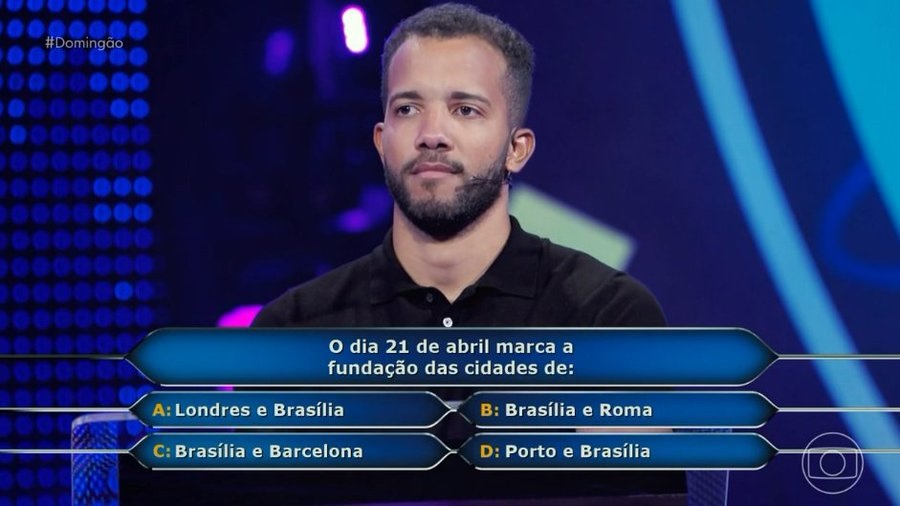 Mineiro chega até a pergunta de R$ 1 milhão no Domingão com Huck