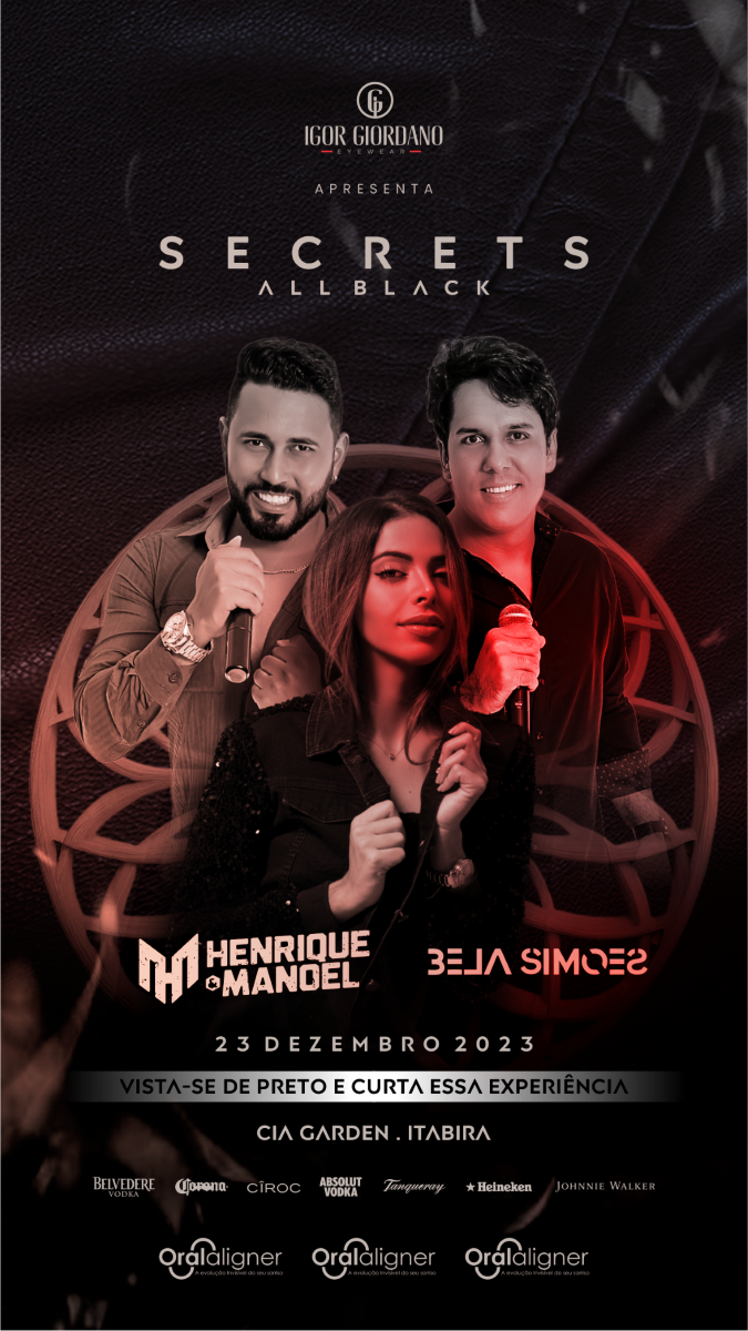 Festa Secrets convida a vestir preto no dia 23 de dezembro