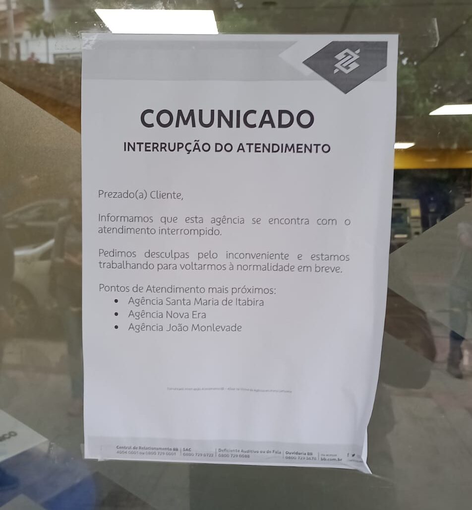 Itabira: agência do Banco do Brasil é interditada por "risco de desabamento" e passará vistoria