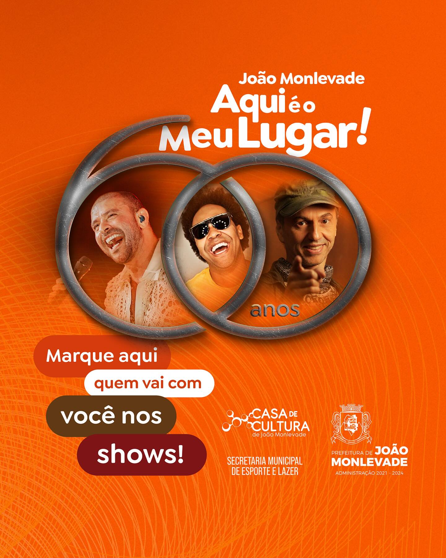Diogo Nogueira, Zeca Baleiro e Thalles Roberto em João Monlevade: município divulga programação de aniversário