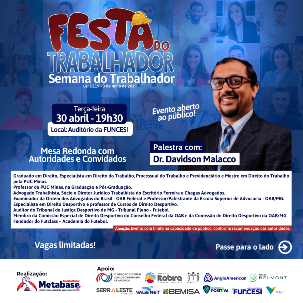 Xande de Pilares se apresenta na Semana do Trabalhador do Sindicato Metabase; confira a programação