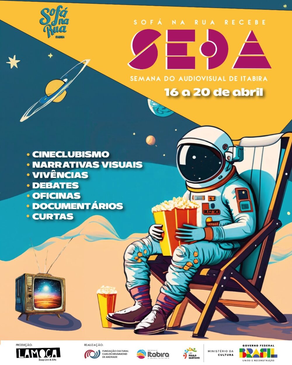 "Sofá na Rua recebe a SEDA": iniciativa promove integração entre projetos culturais em Itabira; saiba mais