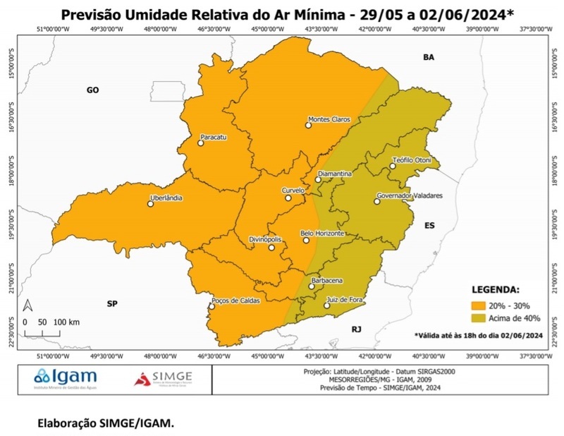 Defesa Civil Estadual alerta para queda na temperatura e baixa umidade durante fim de semana