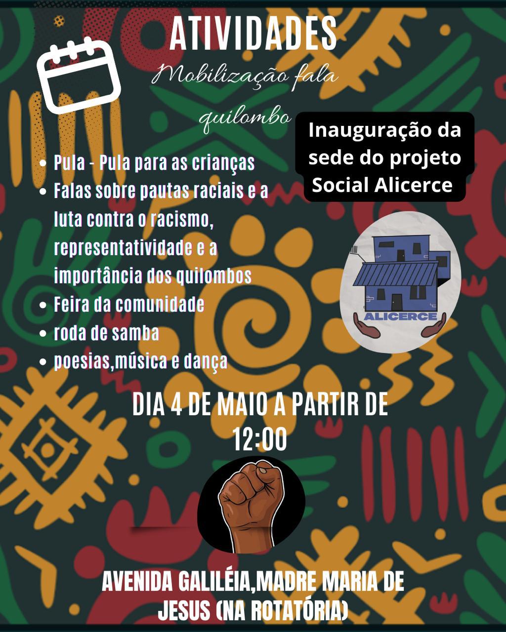 Sede do Projeto Social Alicerce será inaugurada neste sábado no Madre Maria de Jesus