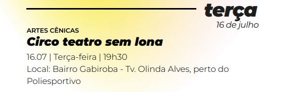 Apresentação de teatro no bairro Gabiroba é a atração do 50º Festival de Inverno de Itabira desta terça-feira