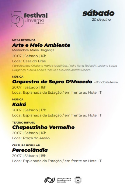 Frejat é a grande atração do penúltimo dia do 50º Festival de Inverno de Itabira; confira a programação deste sábado
