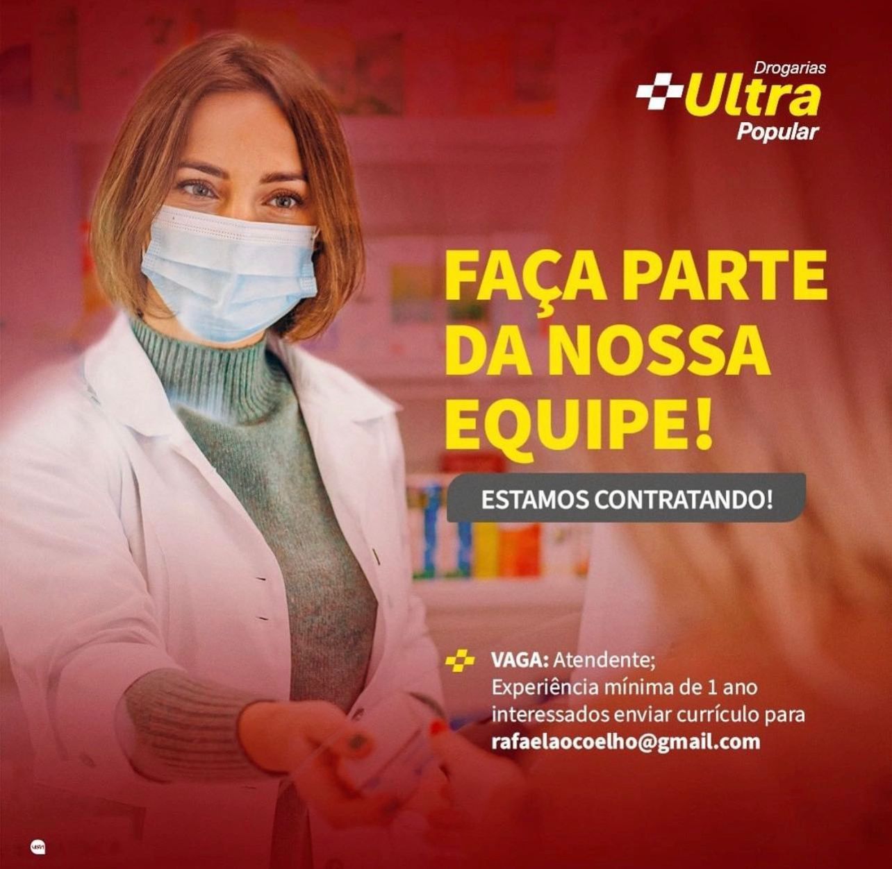 Drogaria Ultra Popular tem vaga para atendente; saiba mais