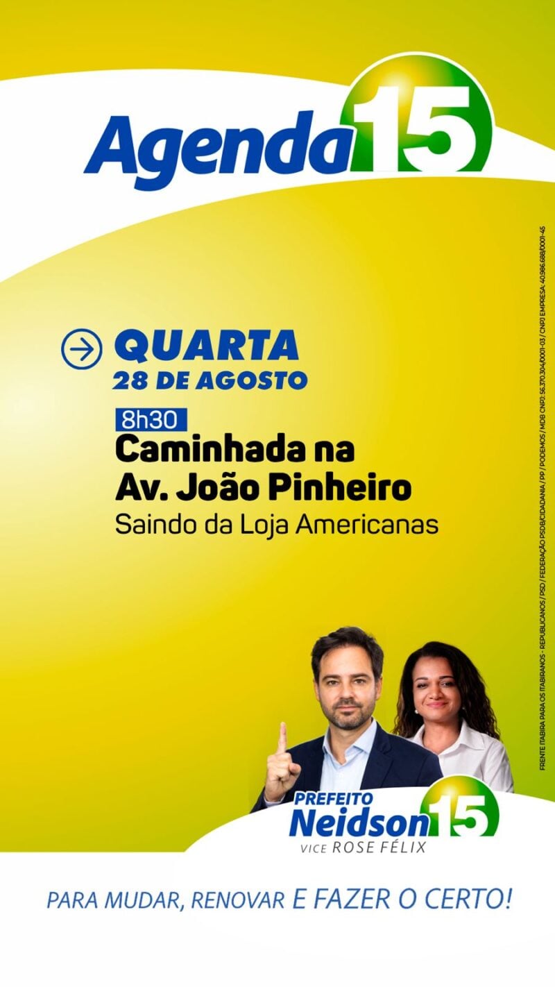 Confira a agenda desta quarta-feira do candidato a prefeito de Itabira Neidson Freitas