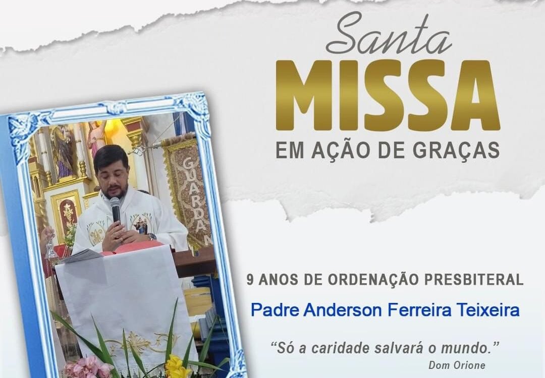 Missa celebra os nove anos de Ordenação do Padre Anderson Ferreira, nesta quinta-feira, em Itabira