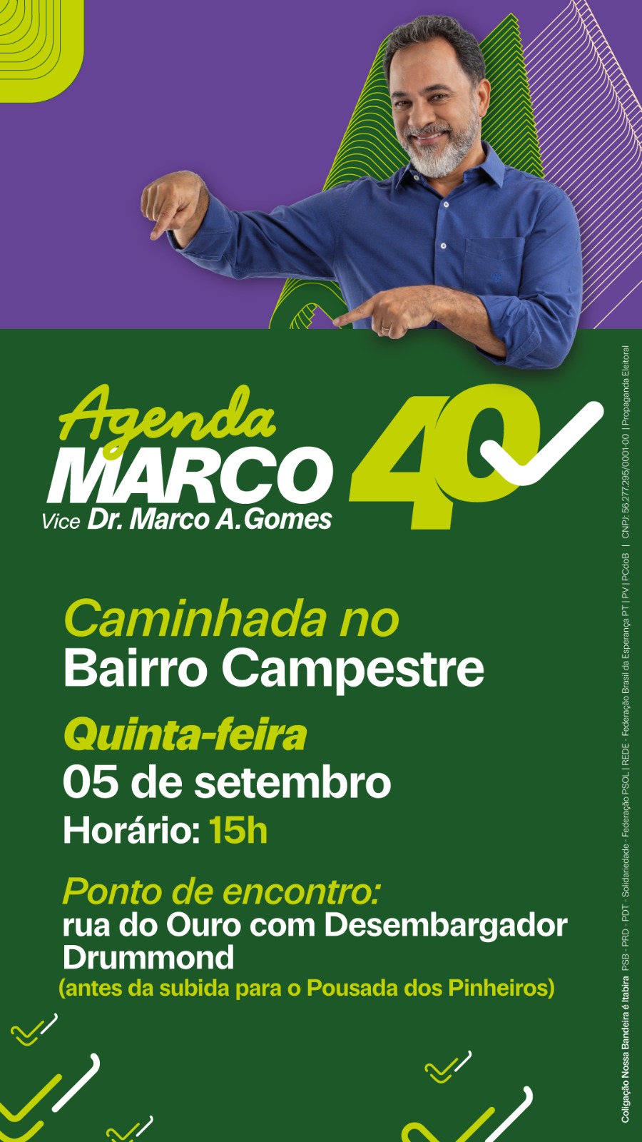 Confira a agenda do candidato a prefeito de Itabira Marco Antônio Lage para esta quinta-feira