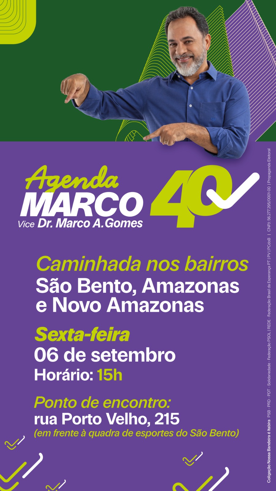 Confira a agenda do candidato a prefeito de Itabira Marco Antônio Lage para esta sexta-feira