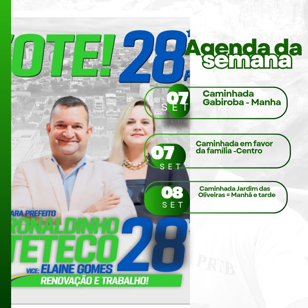 Confira a agenda do candidato a prefeito de Itabira Ronaldinho Teteco para este sábado
