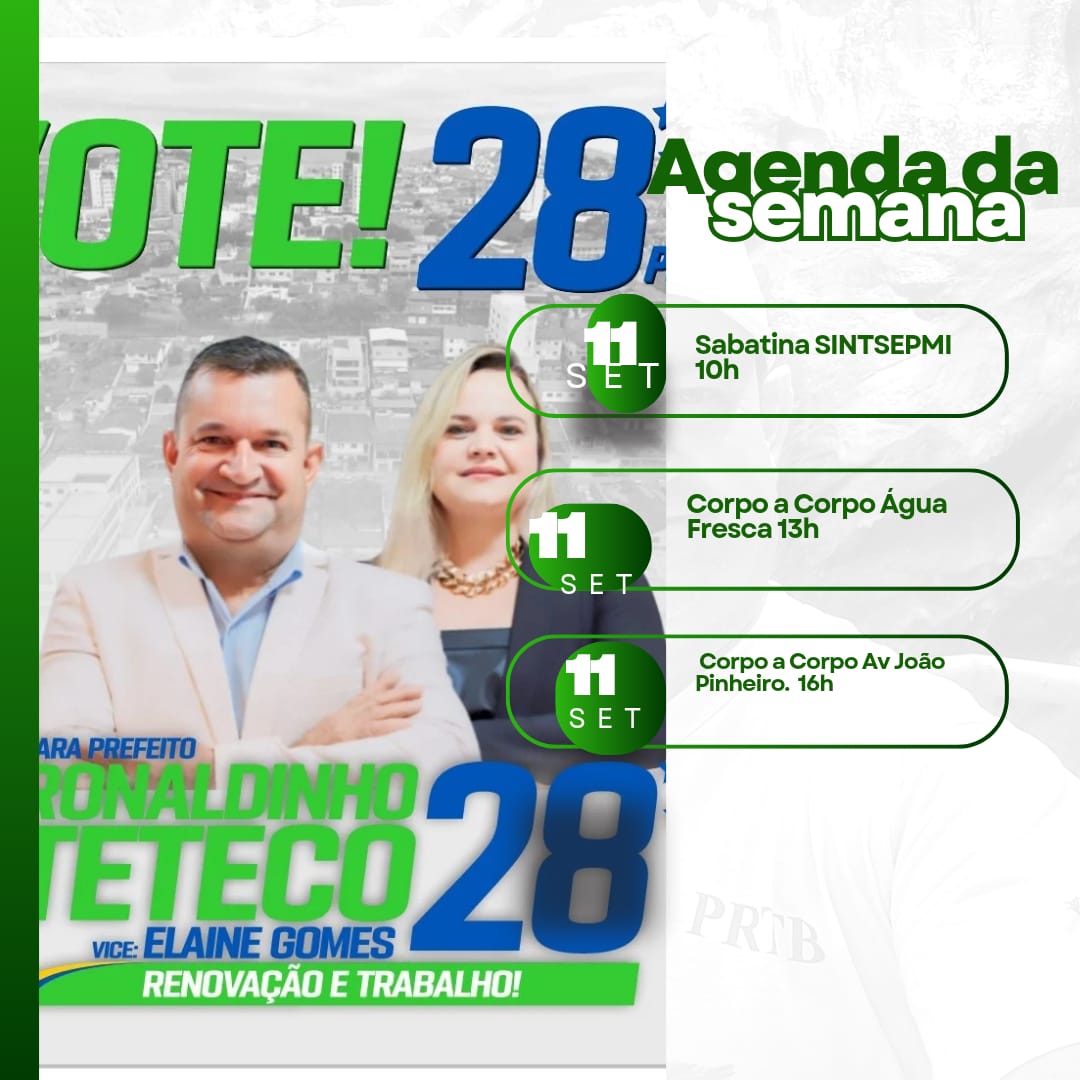Agenda dos candidatos: confira os compromissos de campanha de Ronaldinho Teteco para esta quarta-feira