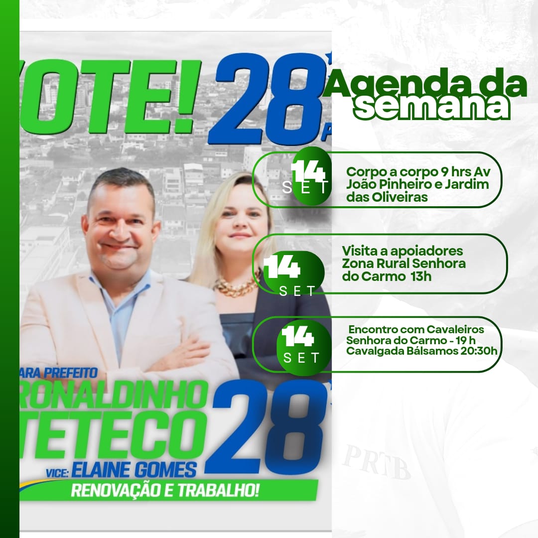 Agenda dos candidatos: confira os compromissos de campanha de Ronaldinho Teteco para este sábado